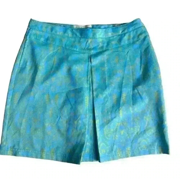 Greg Norman Perfect Fit Turquoise & Green Damask Tennis Golf Skort Size 10 - Picture 1 of 6
